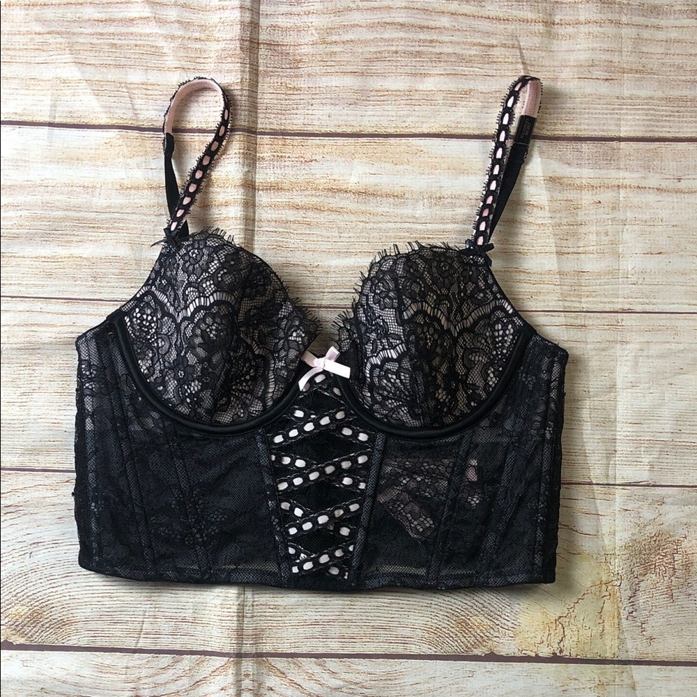 NWT Victoria Secret Elegant Black Lace Corset